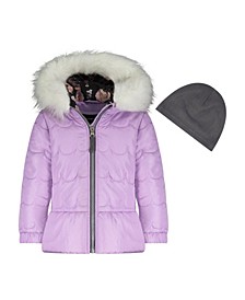 Toddler Girls Puffer Jacket with Hat, Set of 2