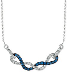 Blueberry Sapphire (3/8 ct. t.w.) & Vanilla Diamond (1/3 ct. t.w.) Braided 18" Statement Necklace in 14k White Gold