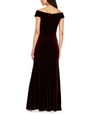 Women's Velvet Off-The-Shoulder Evening Gown