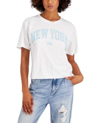 Juniors' New York-Print Cotton T-Shirt
