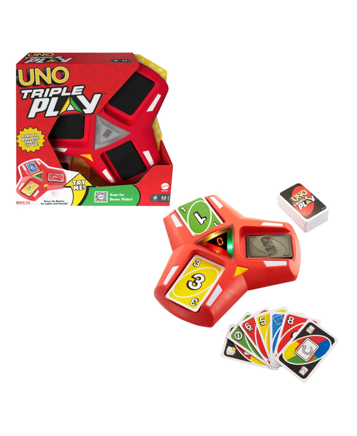 Mattel Uno Triple Play Card Game, Game For Family Night, Lights And Sounds In Multi
