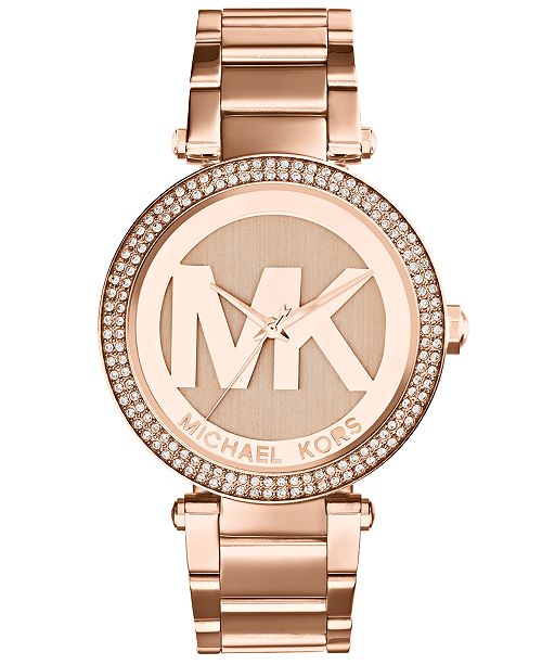 Michael Kors Women S Parker Rose Gold Tone Stainless Steel Bracelet Watch 39mm Mk5865 Reviews Watches Jewelry Watches Macy S