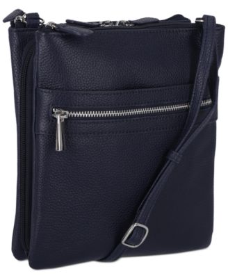 Triple-Zip Pebble Leather Dasher Crossbody, Exclusively at Macy's