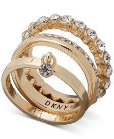 3-Pc. Set Gold-Tone Crystal Stack Rings