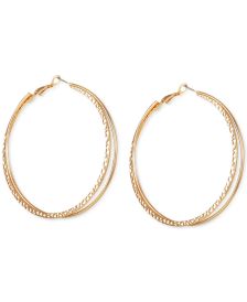 Gold-Tone Large Intertwined Double-Row Hoop Earrings, 2.5"