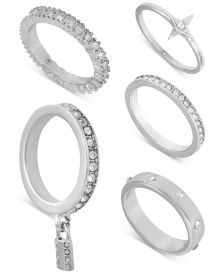 Silver-Tone 5-Pc. Set Crystal Stack Rings