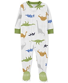 Baby Boys Dinosaur-Print Fleece Pajamas