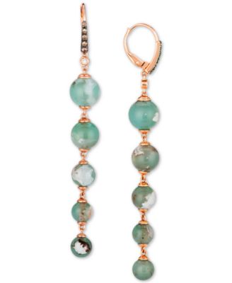 Le Vian - Peacock Aquaprase (21-3/8 ct. t.w.) & Diamond (1/5 ct. t.w.) Drop Earrings in 14k Rose Gold