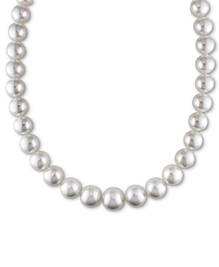 Macy's Pearl Necklace, 18 14k White Gold White Cultured South Sea  Graduated Pearl Strand (10-13mm) - Macy's