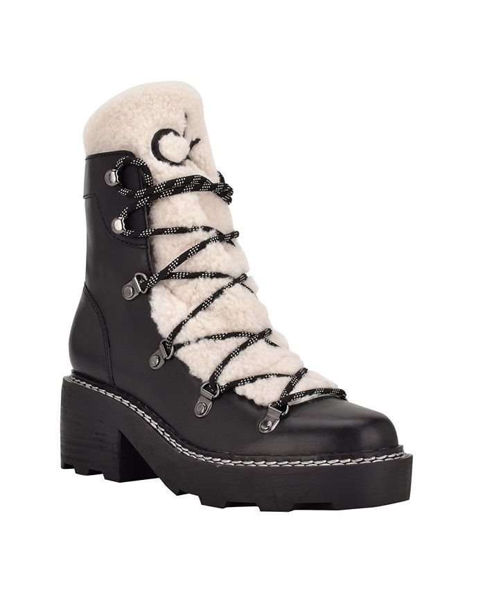 Calvin Klein Women's Alaina Heeled Lace Up Cozy Lug Sole Winter Cold  Weather Boots u0026 Reviews - Boots - Shoes - Macy's calvin klein boots womens