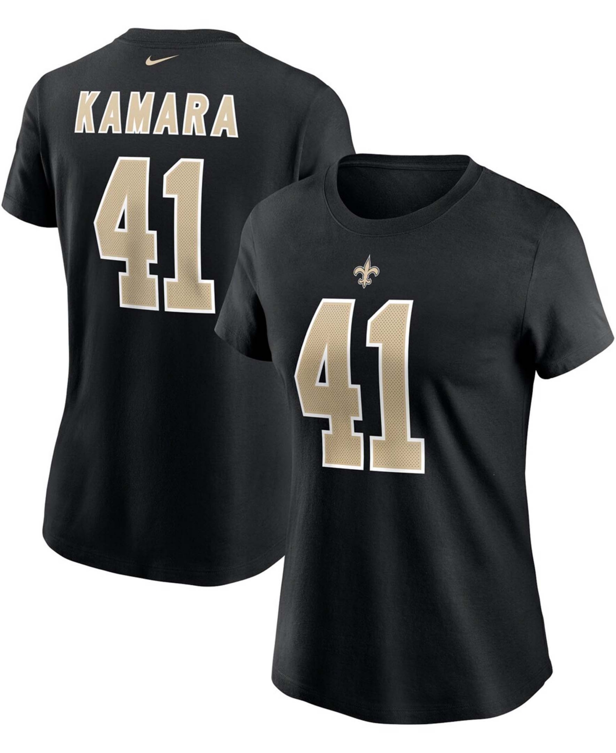 Women's Alvin Kamara Black New Orleans Saints Name Number T-shirt