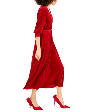 I.N.C. International Concepts INC International Concepts Velvet Faux-Wrap  Dress, Created for Macy's - Macy's