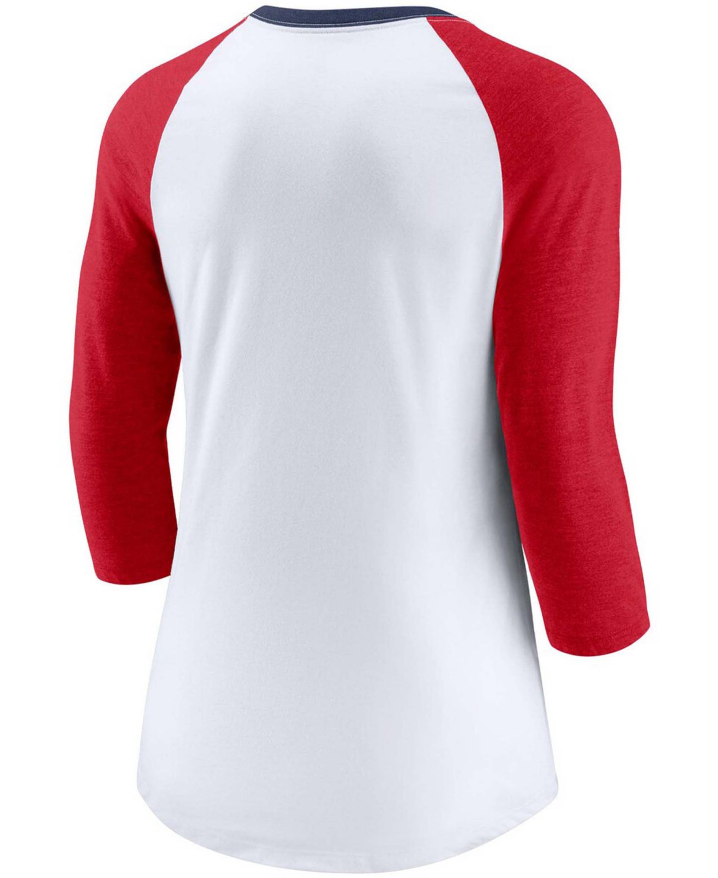Женская футболка Nike White, Heathered Red Washington Nationals Color Split Tri-Blend 3/4 Sleeve Raglan — фото 2