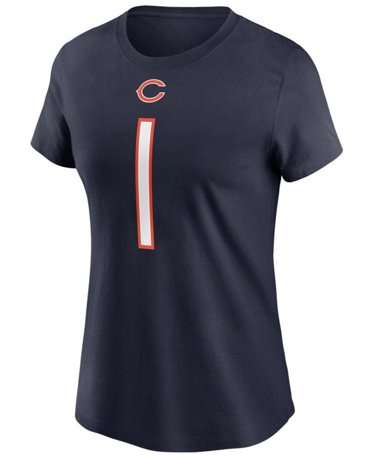 Women's Justin FieldsChicago Bears 2021 Nfl Draft First Round Pick Player Name Number T-shirt - Navy