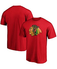 Men's Red Chicago Blackhawks Team Primary Logo T-shirt
