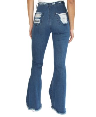 Almost Famous Juniors' Distressed Super-High-Rise Flare Jeans Macy's