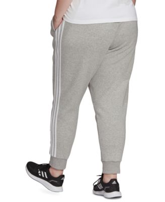 adidas Plus Size Essentials 3-Stripe Fleece Joggers - Macy's