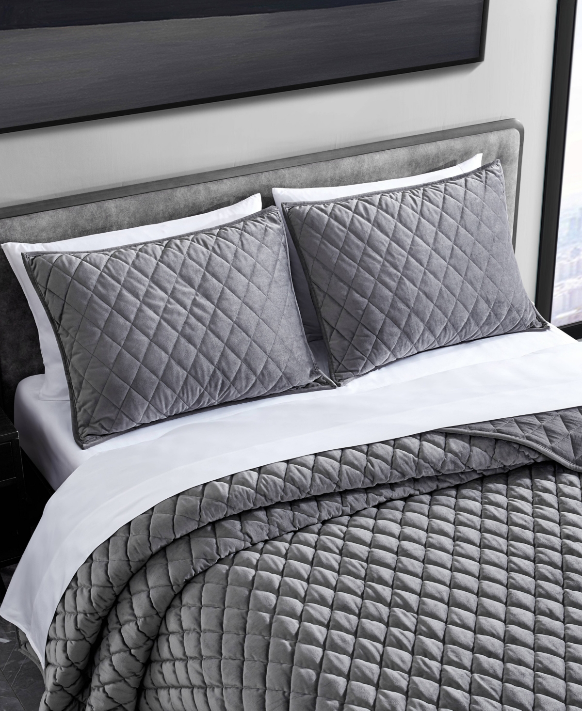 Vera Wang Diamond Velvet 3 Piece Quilt Set