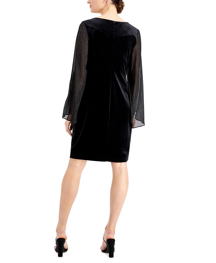 Connected Velvet Sheer-Sleeve Dress - Macy's