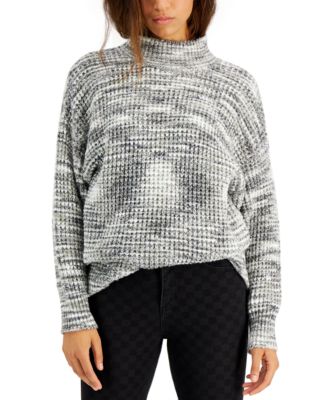Sugar Moon - Juniors' Melange Waffle-Knit Sweater