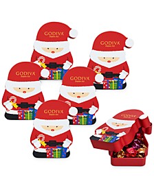 Assorted Wrapped Chocolate Santa Gift Boxes, Set of 6