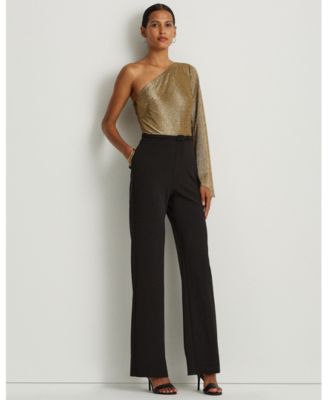 one shoulder crepe jumpsuit