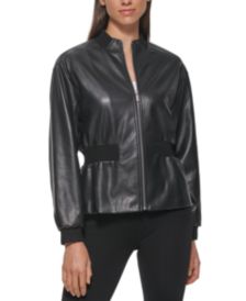 Faux-Leather Peplum Jacket