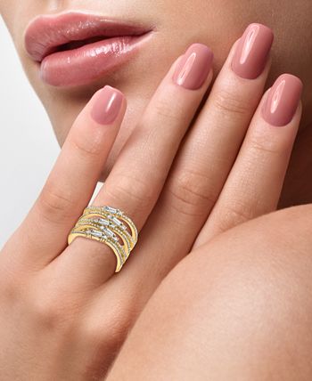 EFFY Collection - Diamond Round & Baguette Multirow Statement Ring (1-1/0 ct. t.w.) in 14k Gold