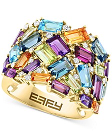 EFFY® Multi-Gemstone (5-1/4 ct. t.w.) & Diamond (1/5 ct. t.w.) Baguette Cluster Ring in 14k Gold