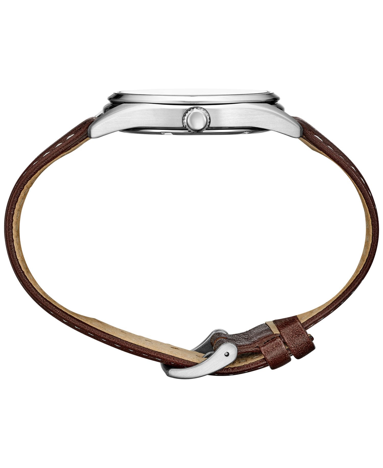 Men's Essentials Brown Leather Strap Watch 40mm