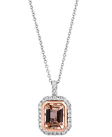 EFFY® Morganite (2-1/20 ct. t.w.) & Diamond (1/3 ct. t.w.) 16" Pendant Necklace in 14k White & Rose Gold