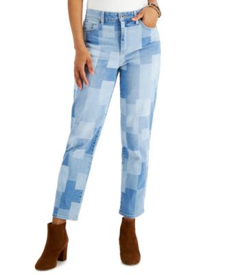 Style & Co - Patchwork-Print Straight-Leg Jeans