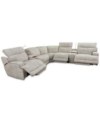 Sebaston 7-Pc. Fabric Sectional with 3 Power Motion Recliners and 2 USB Consoles, Created for Macy's