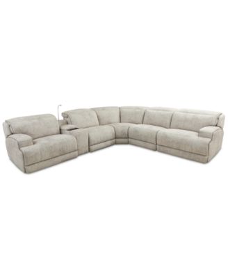 Sebaston 6-Pc. Fabric Sectional with 3 Power Motion Recliners and 1 USB Console, Created for Macy's