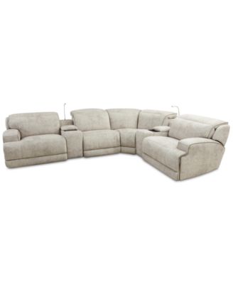 Sebaston 6-Pc. Fabric Sectional with 2 Power Motion Recliners and 2 USB Consoles, Created for Macy's