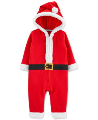 Baby Boys or Girls Hooded Fleece Santa Suit