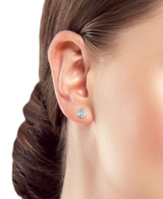 Cubic Zirconia Cross Disc Stud Earrings