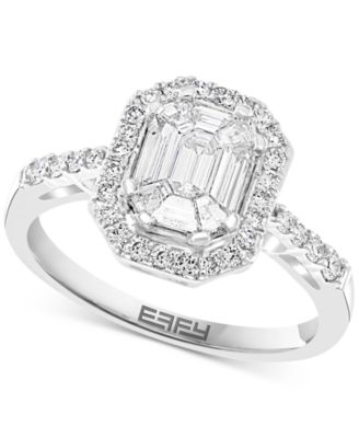 EFFY Collection - Baguette Cluster Halo Ring (3/4 ct. t.w.) in 14k White Gold