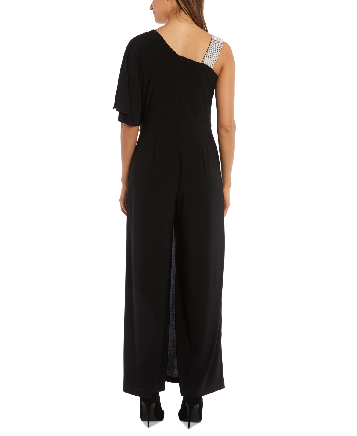 R & M Richards Embellished One-Shoulder Jumpsuit