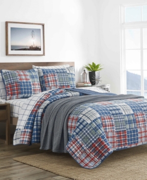 Nautica Raeford Blue Cotton Reversible 3 Piece Quilt Set, King