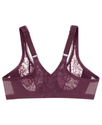Women's Full Figure Wonderwire Front Close Stretch Lace Bra with Narrow Set Straps 9246