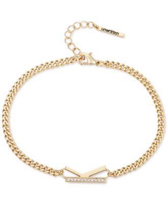 Photo 1 of Unwritten Cubic Zirconia Initial Link Bracelet in Gold Plate