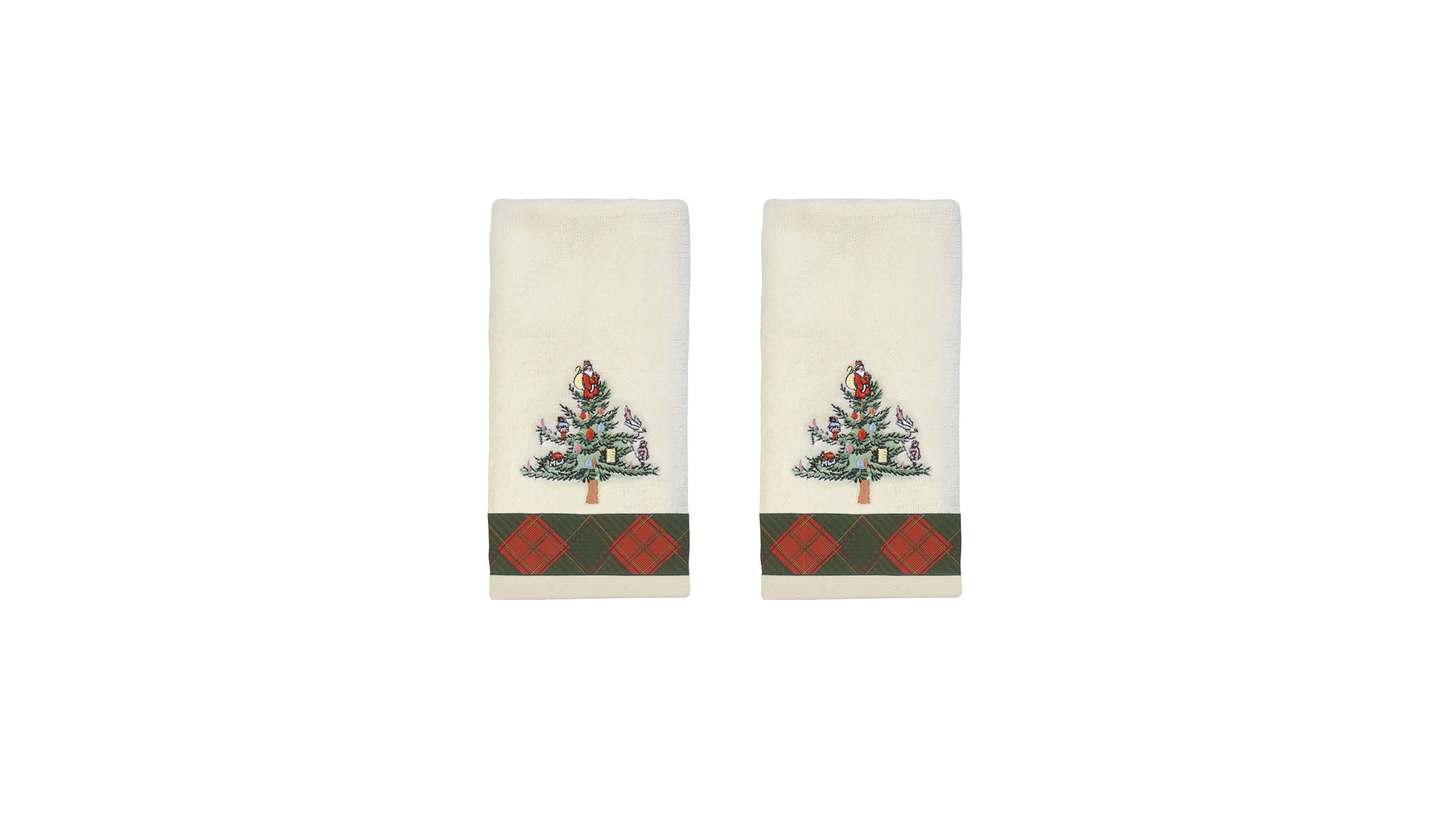 Spode Tartan Embroidered Finger Tip Towel Set, 2 Piece