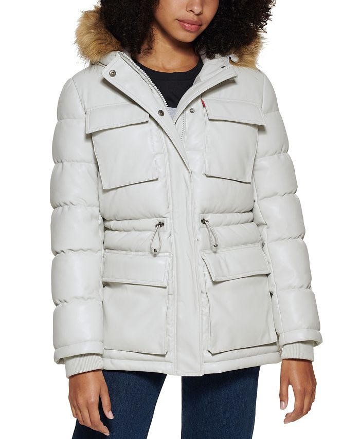 Levi's Women's Hooded Faux-Leather Puffer Coat & Reviews - Coats & Jackets  - Women - Macy's
