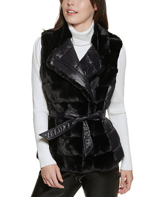 DKNY Faux-Fur Puffer Vest - Macy's