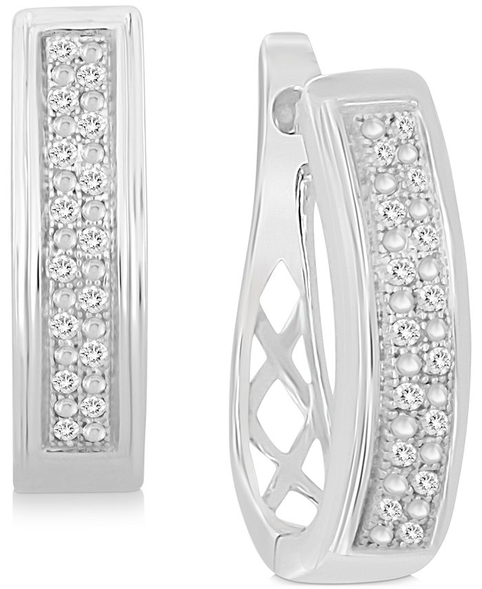 Macy's Diamond Hoop Earrings in Sterling Silver