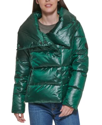 DKNY Jeans Wrap-Front Puffer Jacket 