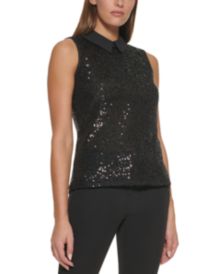 Sequined Collared Top