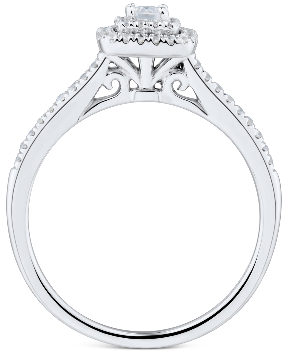 Diamond Emerald-Cut Halo Engagement Ring (1/3 ct. t.w.) in 14k- White Gold