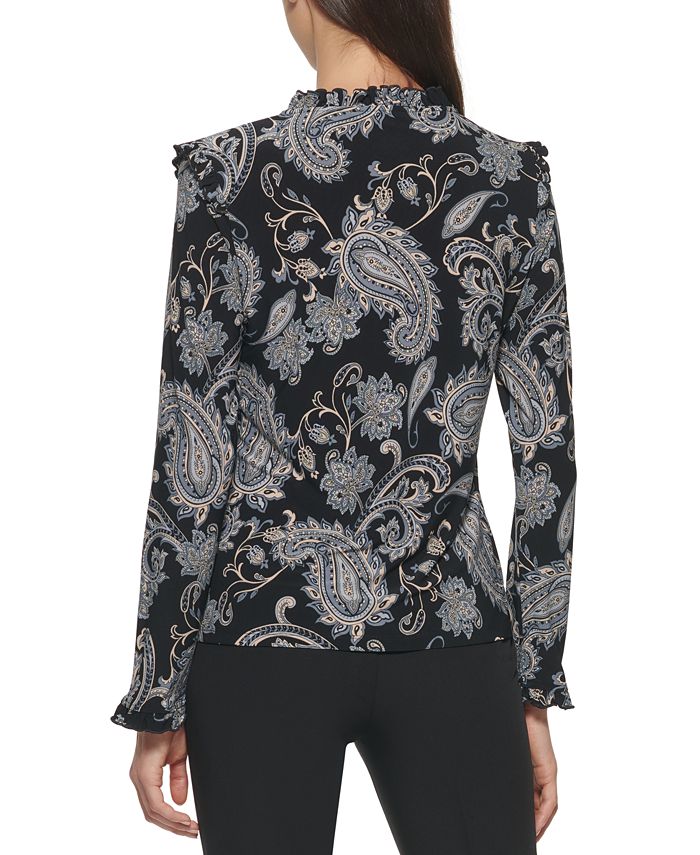 tommy hilfiger ruffled tie neck blouse